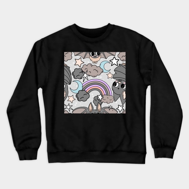 Batty Pastel Goth Night Sky Crewneck Sweatshirt by Milibella